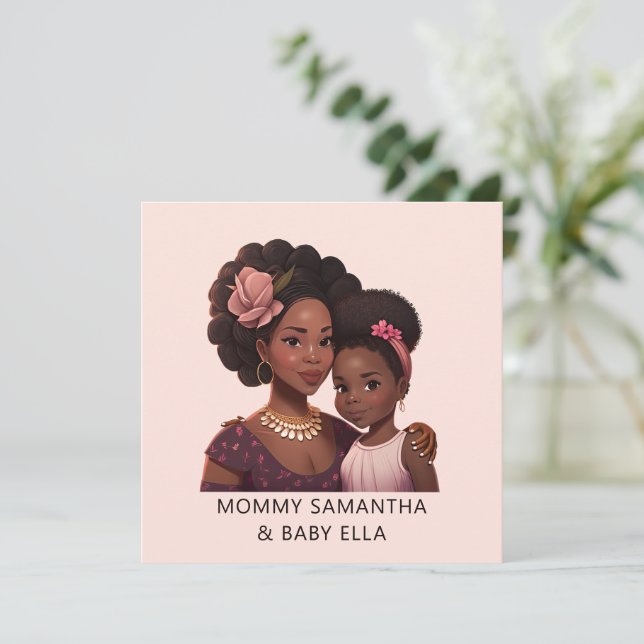 Madre y hija negras personalizadas (15) (Anverso de pie)