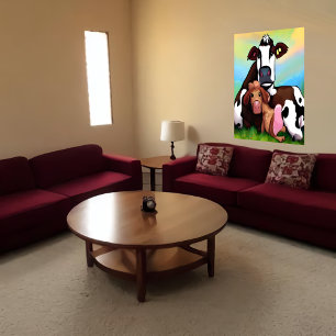 Madre y niño de vaca Poster de arte de IA