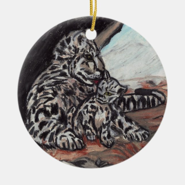 MADRE Y ornamento CUB LEOPARD DE NIEVE (Frente)