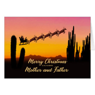 Madre y Padre Navidad Santa Sobre Desierto