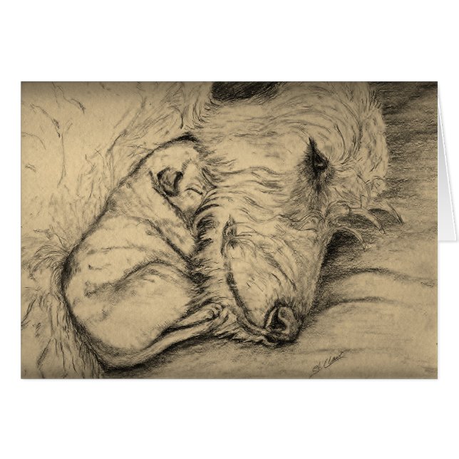 Madre y perrito del Wolfhound irlandés (Anverso (Horizontal))