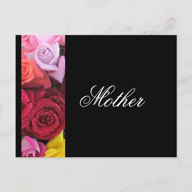 Madres Rosas elegantes saludan a postal negro (Anverso)