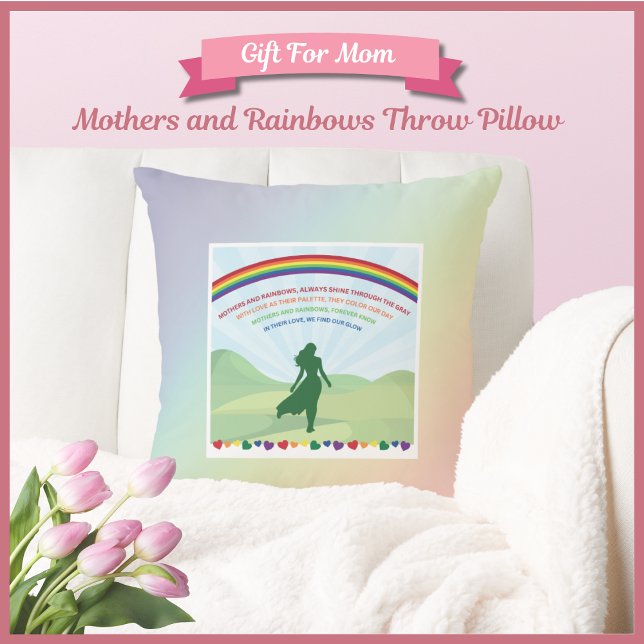 Madres y arbustos: Cojín decorativo del Día de la  (Mothers and Rainbows Throw Pillow)