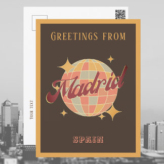 Madrid España Disco bola retro vintage postal