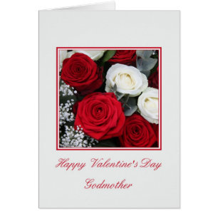 Madrina El día de San Valentín rosas rojos y blanc