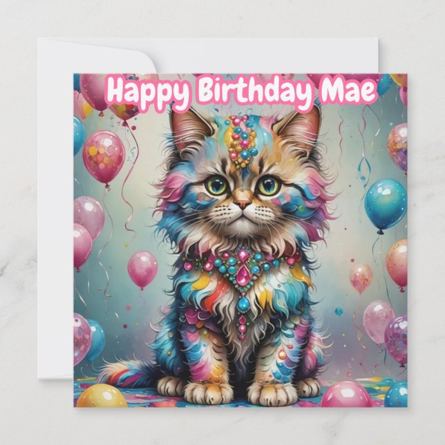 MAE ~ Tarjeta de cumpleaños ~ Azul rosado ~ (Anverso)
