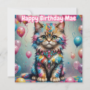 MAE ~ Tarjeta de cumpleaños ~ Azul rosado ~