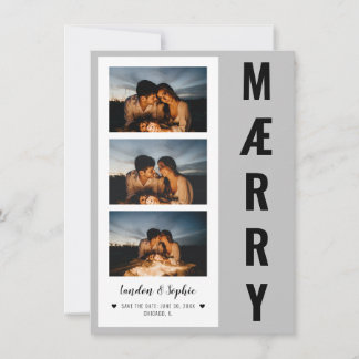 "MÆRRY" Navidad Foto para Guardar la Fecha | Gris/