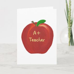 Maestra A+ de Apple roja, tarjetas de felicitación