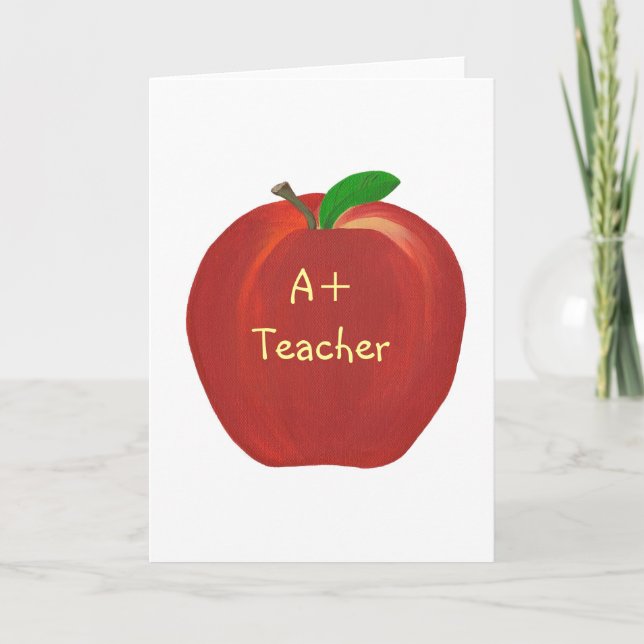 Maestra A+ de Apple roja, tarjetas de felicitación (Anverso)