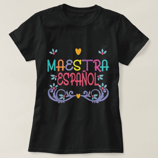 Maestra De Espanol Playera Cute Spanish Teacher  (Diseño del anverso)
