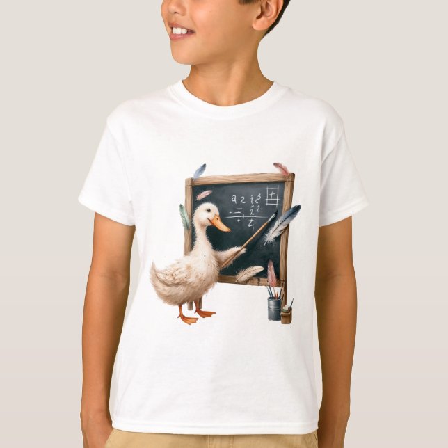 Maestra de pato en camiseta de niños de pizarra ne (Anverso)