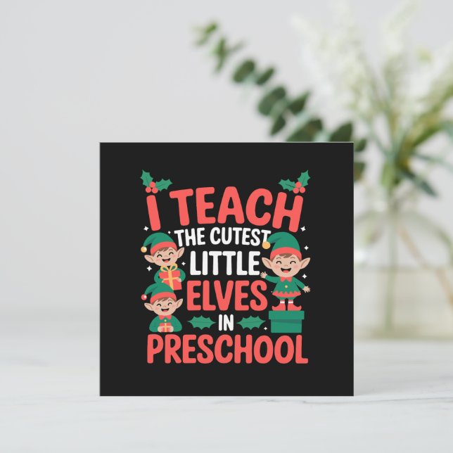 Maestra Navidad Enseño Duendes Más Lindos Preescol (Anverso de pie)