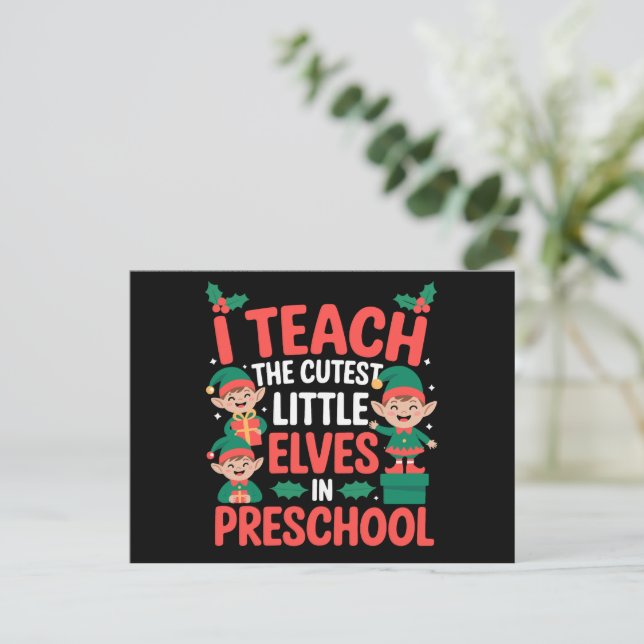Maestra Navidad Enseño Elfos Más Lindos Preescolar (Anverso de pie)