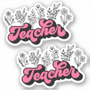 Maestra Retro Doble Rosa Wildflower Vinyl Pegatina