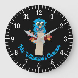 Maestría de Lechuza Azul Aula Reloj de pared negra