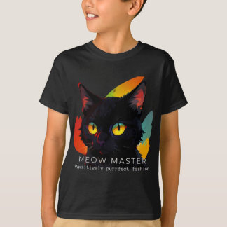 Maestría de Meow | Camiseta de gato de niño oscuro