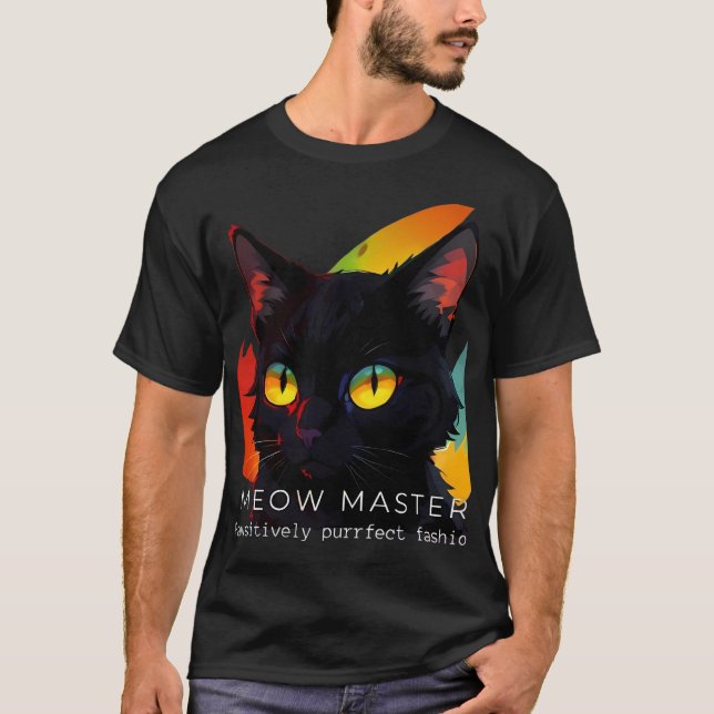 Maestría de Meow | Camiseta de gato oscuro (Anverso)