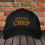 MAESTRO CHEF bordado la gorra de béisbol oro / neg<br><div class="desc">Gorras con bordado: gorra clásica de béisbol de estilo dorado / blanco con el texto "MAESTRO CHEF" para el mejor chef del mundo,  chef maestro,  gurú de la barbacoa,  asistente para cocinar / gorras familiares</div>