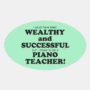Maestro de piano rico y exitoso Pegatina oval
