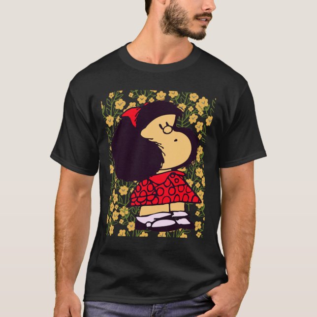 Mafalda y flores camiseta clásica (Anverso)