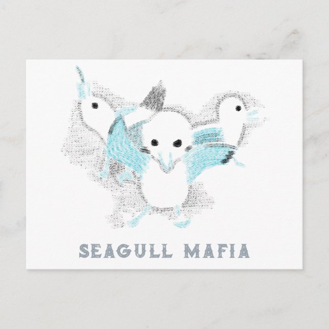 Mafia de gaviotas Tarjeta postal divertida de la v (Anverso)
