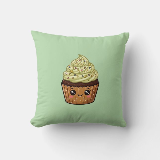 Magdalena Kawaii Cojín Almohada Glaseado Pistacho (Anverso)