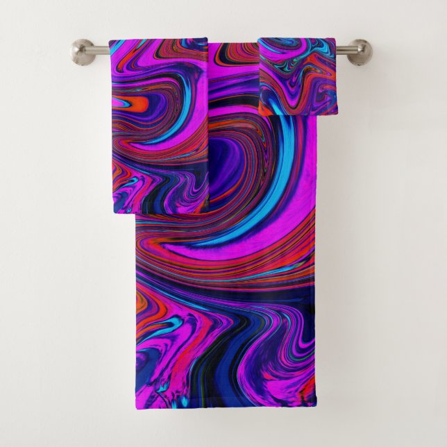 Magenta de mármol, arte abstracto azul y rojo (In situ)