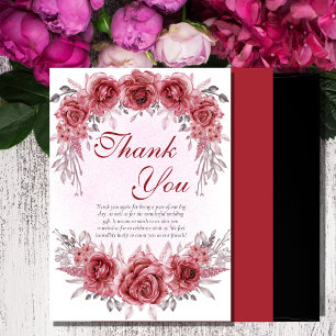 magenta elegante rústico botánico GRACIAS TARJETAS