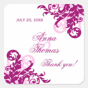 Magenta Florece Boda Favor Pegatinas