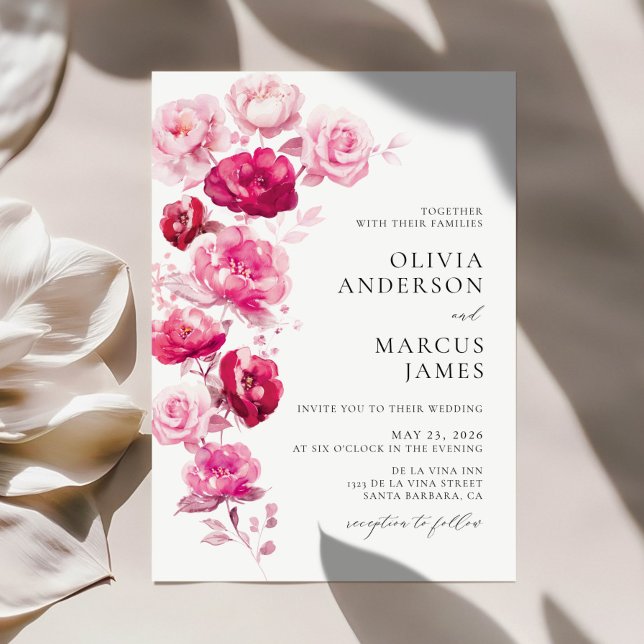 Magenta Invitación a la Boda Elegante Floral Calie (Subido por el creador)