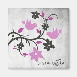 Magenta Lovebirds Imán Personalizado
