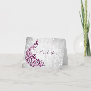 Magenta Peacock Gracias Tarjeta