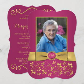 Magenta Pink, Oro 65ª Invitación de cumpleaños a l