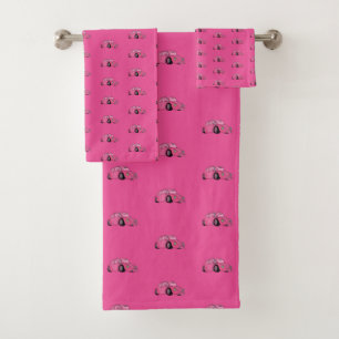 Magenta Pink Retro Classic Car Pattern