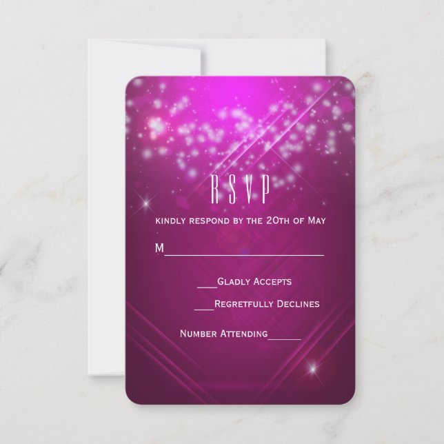 Magenta Pink Sparkle Club Vibe Fiesta RSVP Card (Anverso)