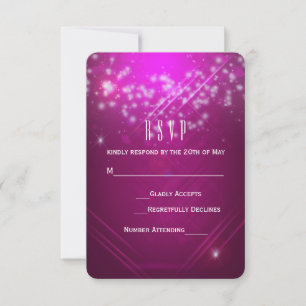 Magenta Pink Sparkle Club Vibe Fiesta RSVP Card