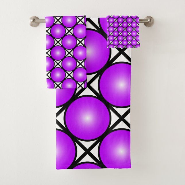 Magenta Punto Rosa Patrón de Entramado Blanco Negr (In situ)