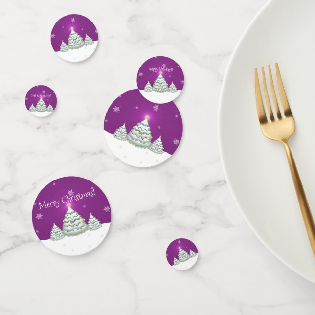 Magenta Snowowy Christmas Tree Table Confetti (Grupo)