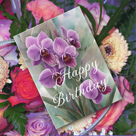 Magenta tarjeta de cumpleaños para las orquídeas d