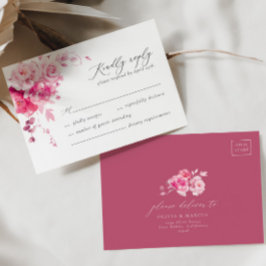 Magenta Tarjeta RSVP de Boda Elegante Floral Calie