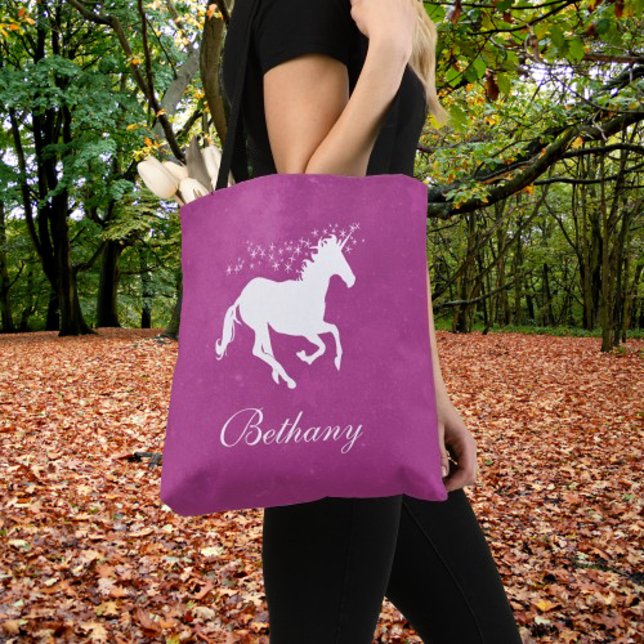 Magenta Unicornio Personalizada Bolsa De Tote (Magenta Unicorn Personalized Tote Bag)