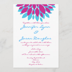 Magenta y trullo florece invitaciones de la boda