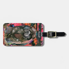 MAGGIE la etiqueta de equipaje de vaca negra