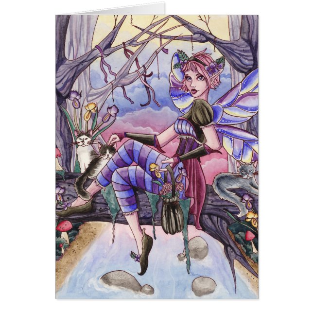 Maggie - tarjeta de la hada y del gato (Frente)