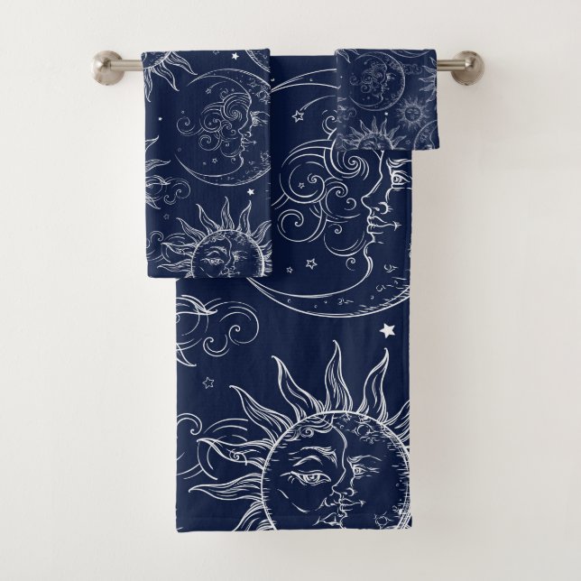 Magia Azul Vintage Sol Luna Estrellas Celestiales (In situ)