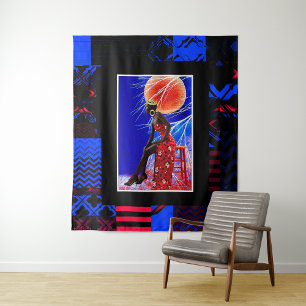 Magia de la Chica Negra • Tapiz de Arte Afrocentri