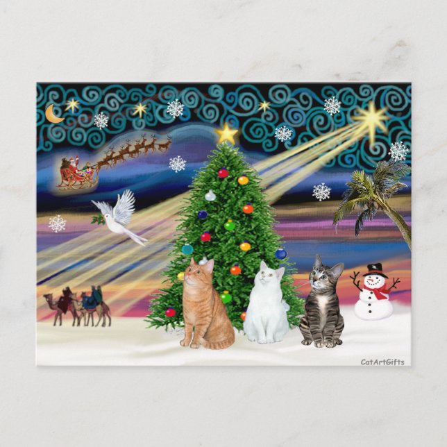 Magia de Navidad - 3 gatos (2 atigrados - blancos) (Anverso)