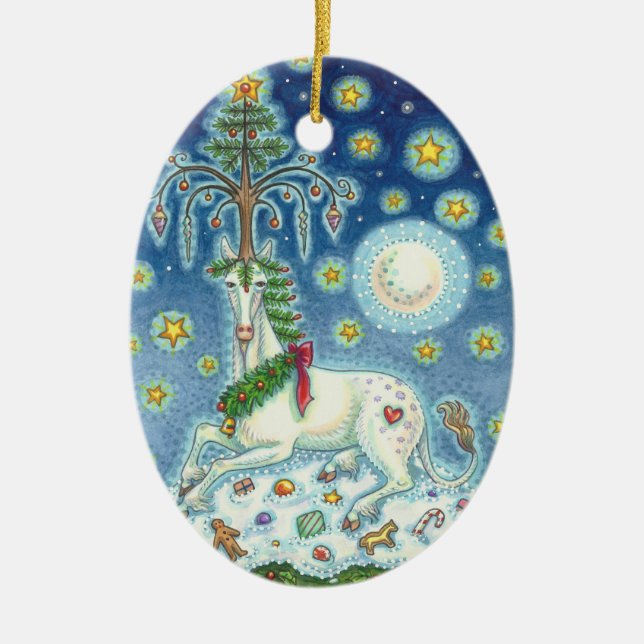 MAGIA DE UN NAVIDAD UNICORN, Óvalo DE ORNAMENTO DE (Frente)