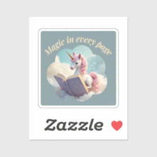 Magia en cada página - Pegatina unicornio curado